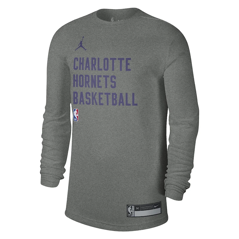Unisex Jordan Brand Heather Gray Charlotte Hornets 2023/24 Legend On-Court Practice Long Sleeve T-Shirt