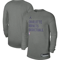 T-shirt unisexe Jordan Brand Heather Grey Charlotte Hornets 2023/24 Legend On-Court Practice