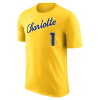 T-shirt unisexe Jordan Brand LaMelo Ball jaune Charlotte Hornets édition City 2025/26 avec nom et numéro