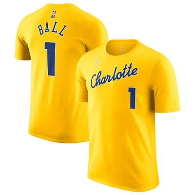 Unisex Jordan Brand LaMelo Ball Yellow Charlotte Hornets 2025/26 City Edition Name & Number T-Shirt