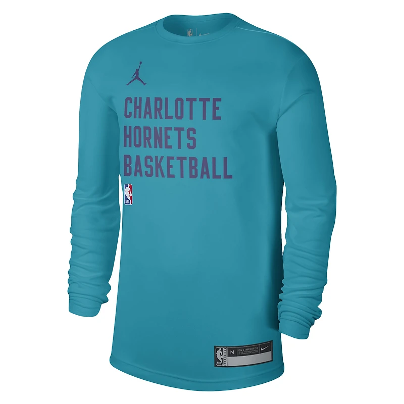 T-shirt unisexe Jordan Brand Charlotte Hornets 2023/24 Legend On-Court Practice à manches longues bleu sarcelle