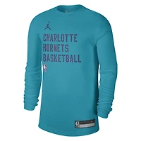 T-shirt unisexe Jordan Brand Charlotte Hornets 2023/24 Legend On-Court Practice à manches longues bleu sarcelle