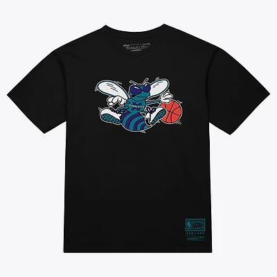 Unisex Mitchell & Ness Black Charlotte Hornets Hardwood Classics Arch T-Shirt