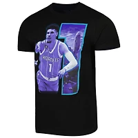 T-shirt unisexe Stadium Essentials LaMelo Ball noir Charlotte Hornets Player Skyline
