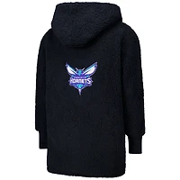 Sweat à capuche ouvert surdimensionné noir Charlotte Hornets par Jill Martin, le meilleur transat du monde
