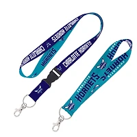 Lot de 2 lanières WinCraft Charlotte Hornets avec boucle détachable et porte-clés