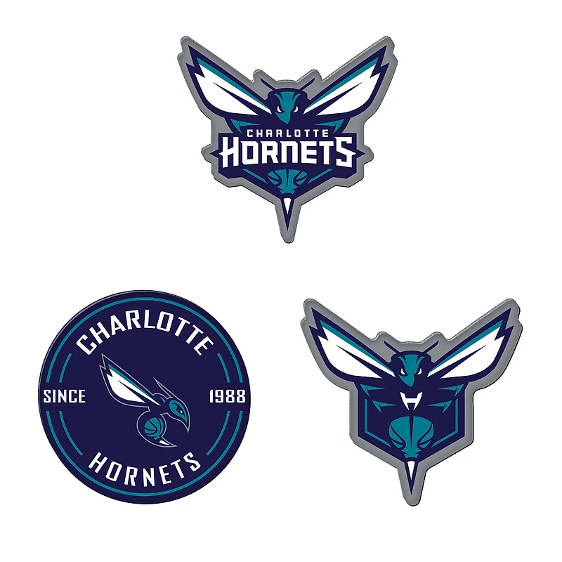Lot de 3 aimants de réfrigérateur haut de gamme WinCraft Charlotte Hornets