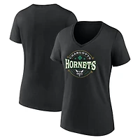 Women's  Black Charlotte Hornets Lucky V-Neck T-Shirt