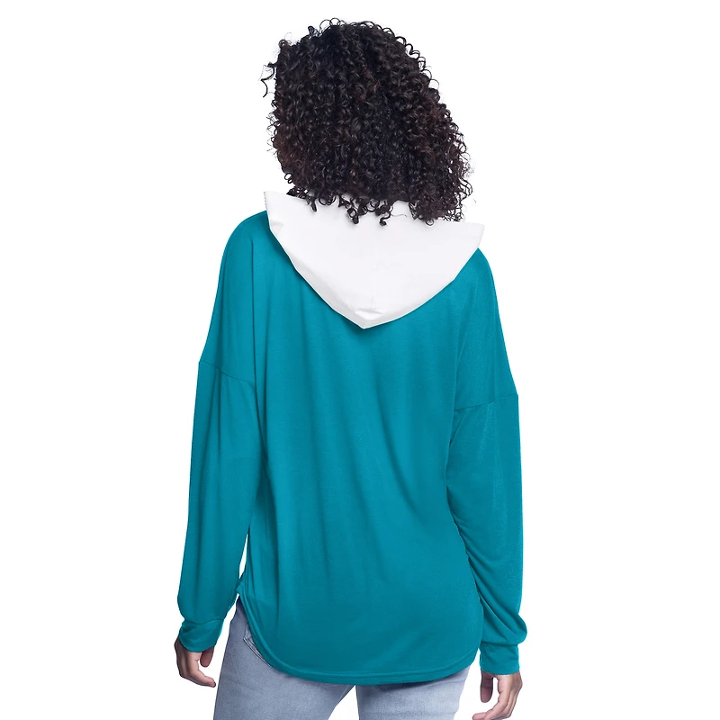 Haut à capuche surdimensionné manches longues et imprimé joueur de banc Charlotte Hornets G-III 4Her par Carl Banks pour femme