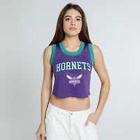 Women's Hype and Vice  Purple Charlotte Hornets Cropped Basketball Scoop Neck Tank Top