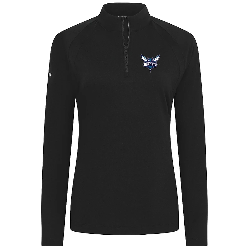 Haut noir à fermeture éclair quart de tour Flex Insignia 2.0 pour femme des Charlotte Hornets Levelwear