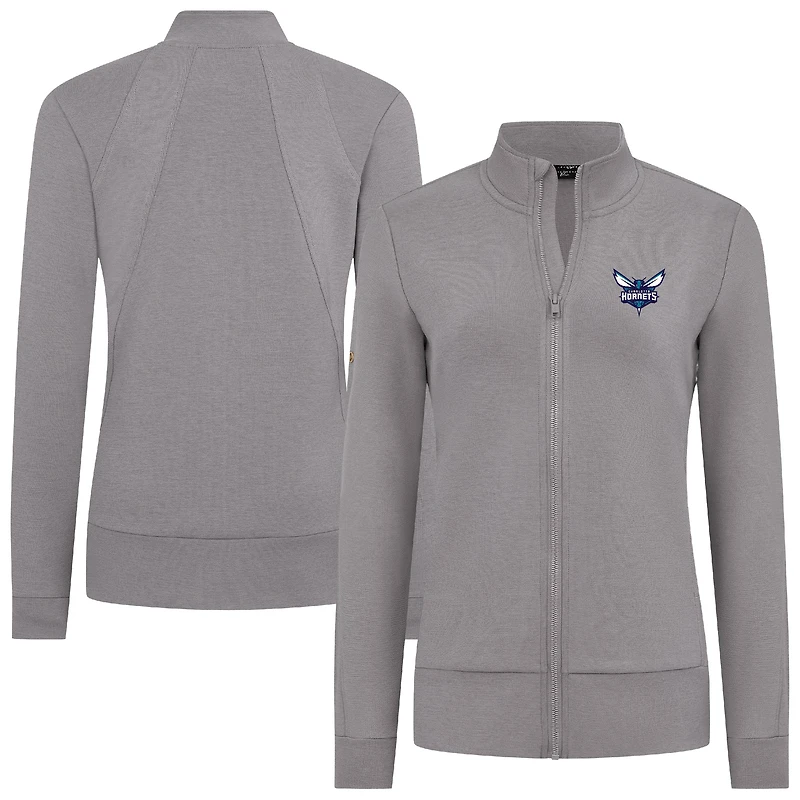 Veste zippée intégrale grise Charlotte Hornets Shine pour femme Levelwear