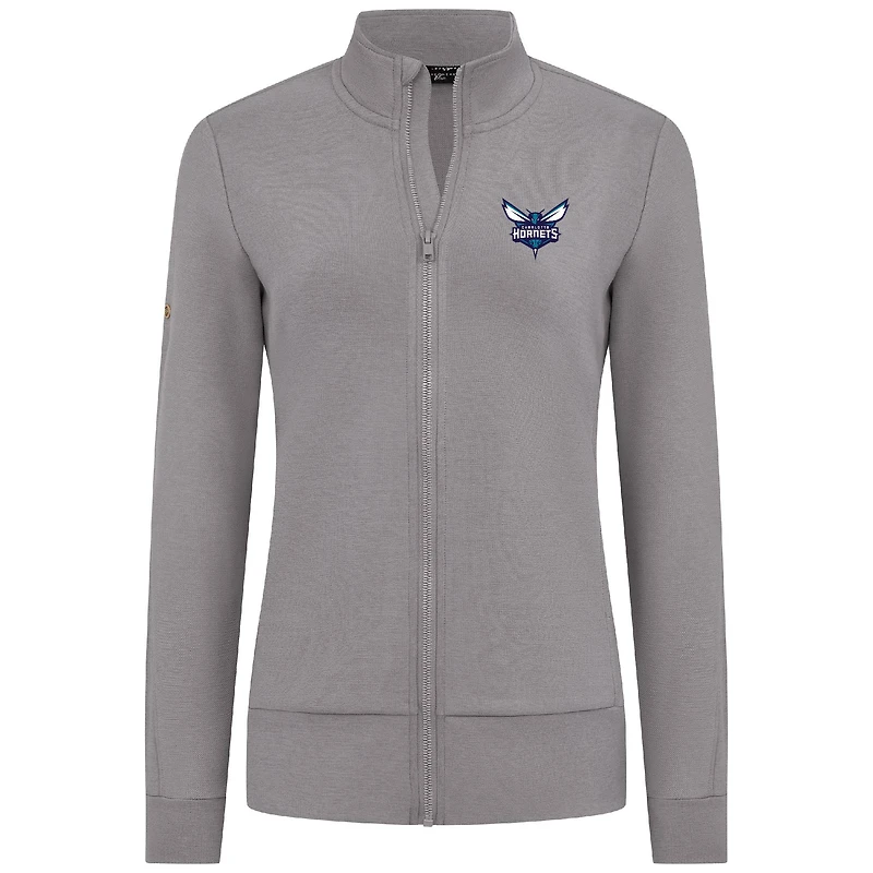 Veste zippée intégrale grise Charlotte Hornets Shine pour femme Levelwear
