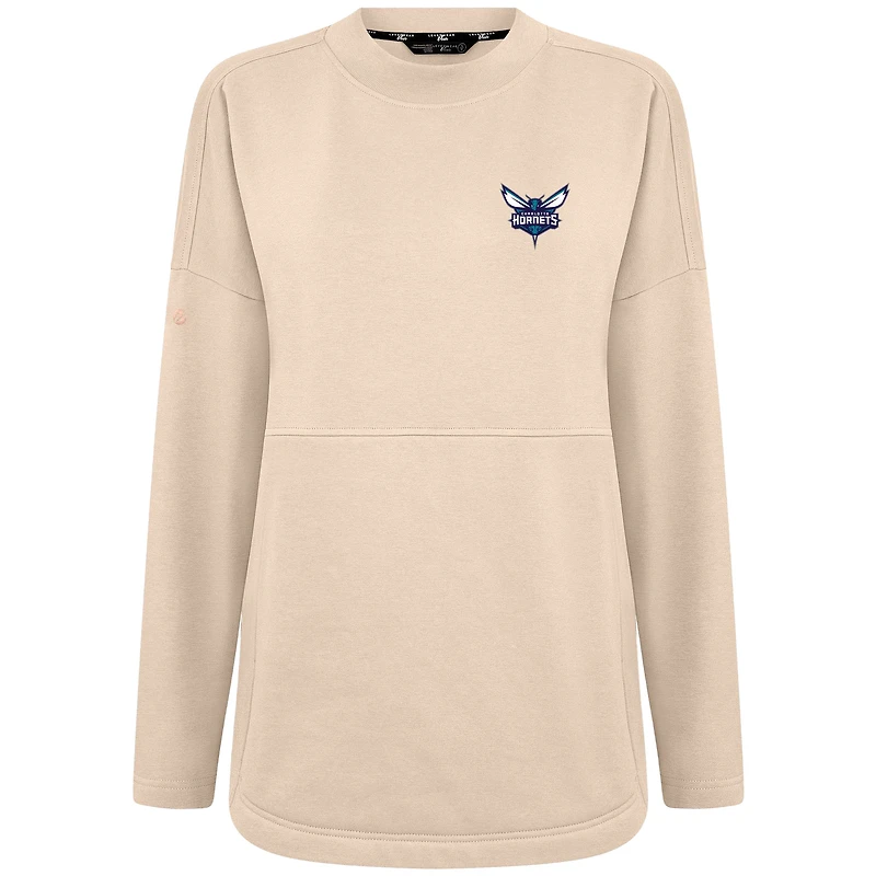 Women's Levelwear Khaki Charlotte Hornets Beaudry Pullover Sweatshirt