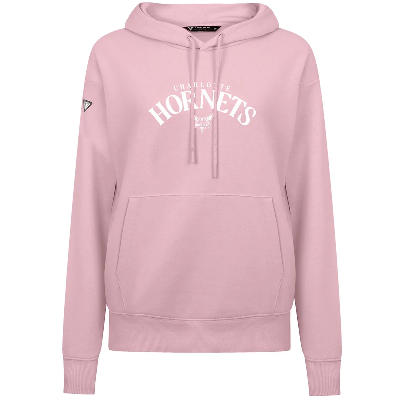Sweat à capuche rose clair Charlotte Hornets pour femme Levelwear, motif arqué, fête des mères