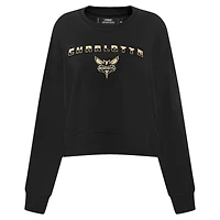 Women's Pro Standard  Black Charlotte Hornets Glam Cropped Pullover Sweatshirt