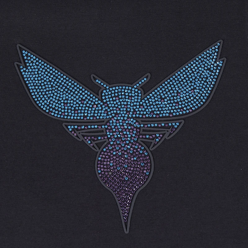 Women's Pro Standard Black Charlotte Hornets Jewels Boxy Cropped T-Shirt