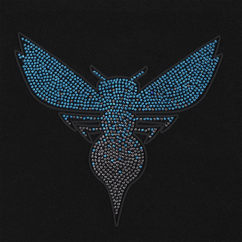 Sweat à capuche court Charlotte Hornets Jewels Pro Standard pour femme, noir