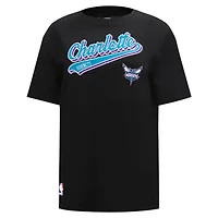 Women's Pro Standard Black Charlotte Hornets Script Boyfriend T-Shirt