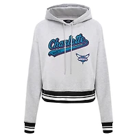 Sweat à capuche court Pro Standard pour femmes, gris chiné, Charlotte Hornets, Script Tail