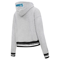 Sweat à capuche court Pro Standard pour femmes, gris chiné, Charlotte Hornets, Script Tail