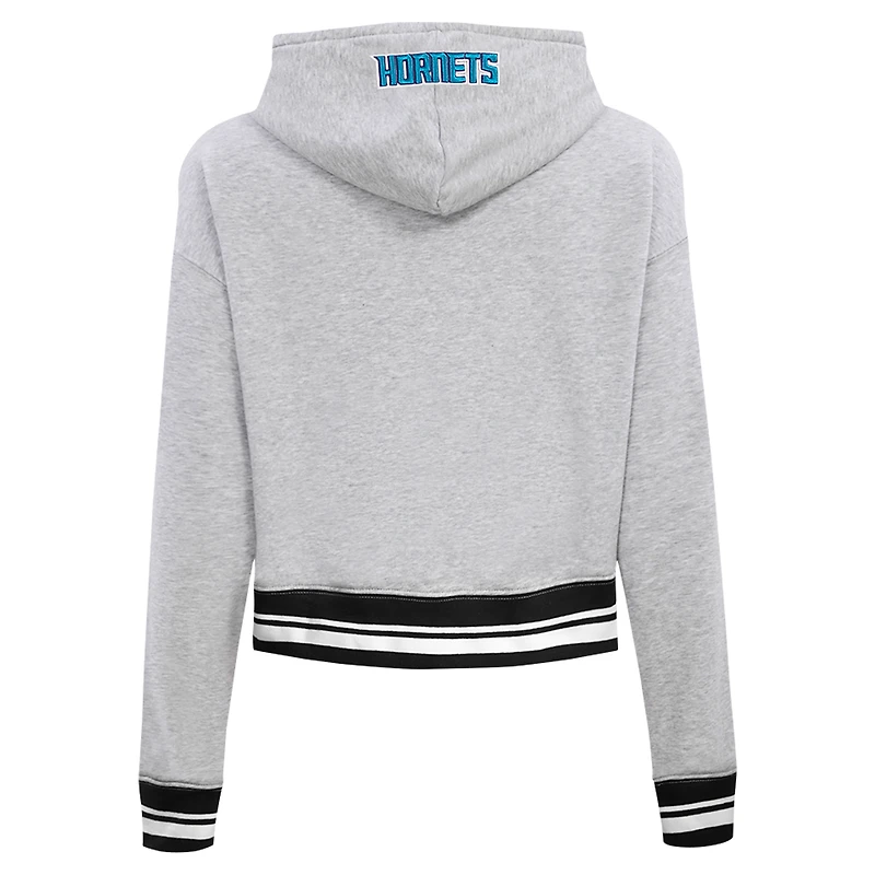 Sweat à capuche court Pro Standard pour femmes, gris chiné, Charlotte Hornets, Script Tail