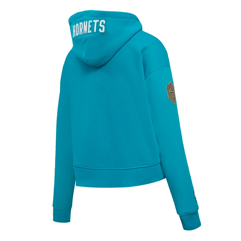 Sweat à capuche court Pro Standard Charlotte Hornets 2023/24 City Edition pour femmes, bleu sarcelle