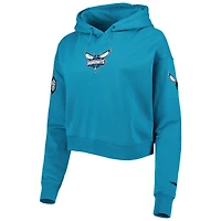 Sweat à capuche court en molleton classique Charlotte Hornets Pro Standard pour femme, bleu sarcelle