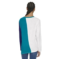 T-shirt à manches longues blocs de couleurs Amelia Charlotte Hornets Tommy Jeans blanc/bleu sarcelle pour femme