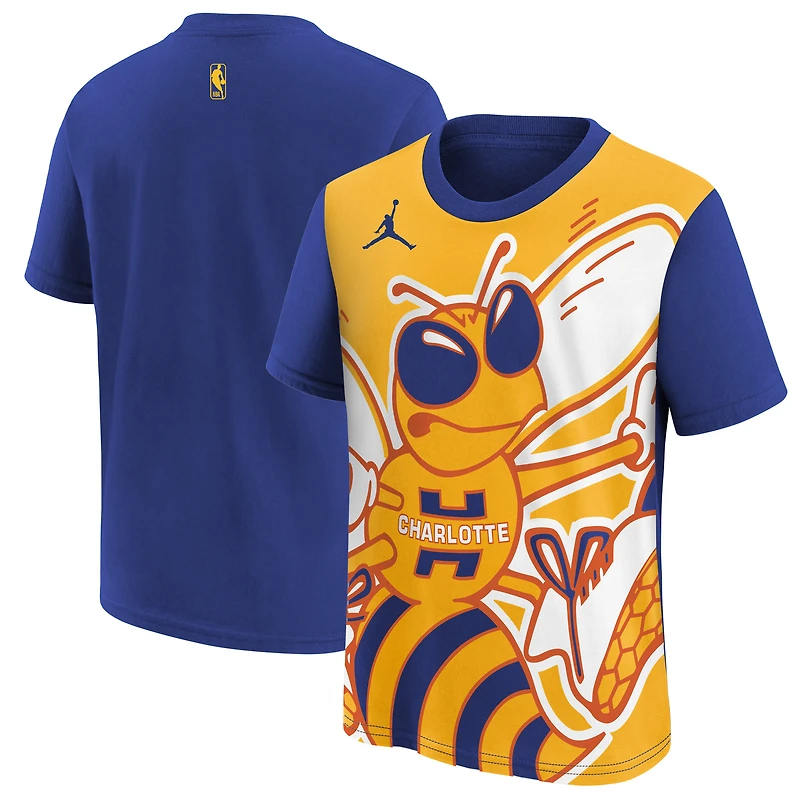 Youth Jordan Brand Blue/Yellow Charlotte Hornets 2025/26 City Edition Max90 T-Shirt