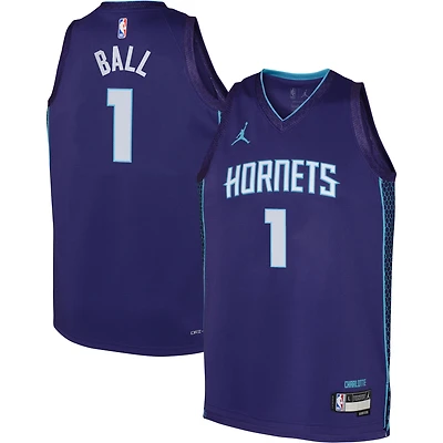 Maillot Jordan Brand LaMelo Ball Violet Charlotte Hornets Swingman pour jeunes - Édition Statement