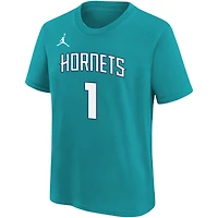 Youth Jordan Brand LaMelo Ball Teal Charlotte Hornets Icon Name & Number T-Shirt
