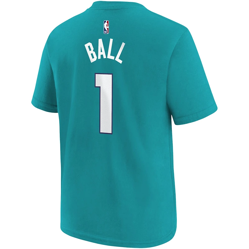 Youth Jordan Brand LaMelo Ball Teal Charlotte Hornets Icon Name & Number T-Shirt