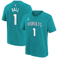 Youth Jordan Brand LaMelo Ball Teal Charlotte Hornets Icon Name & Number T-Shirt