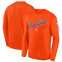 Youth Jordan Brand Orange Charlotte Hornets 2025/26 City Edition Dri-Fit Long Sleeve Game Top