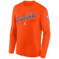 Youth Jordan Brand Orange Charlotte Hornets 2025/26 City Edition Dri-Fit Long Sleeve Game Top