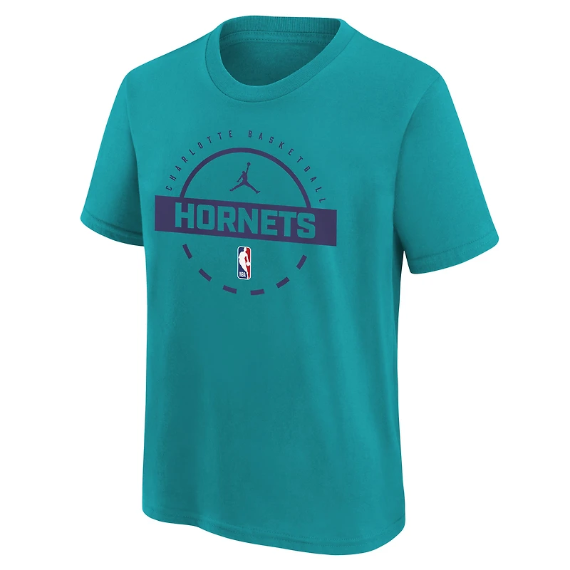 T-shirt d'entraînement Jordan Brand Teal Charlotte Hornets pour jeunes