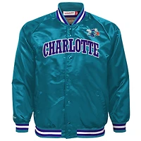 Youth Mitchell & Ness Teal Charlotte Hornets Hardwood Classics Satin Raglan Full-Snap Jacket