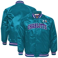 Youth Mitchell & Ness Teal Charlotte Hornets Hardwood Classics Satin Raglan Full-Snap Jacket