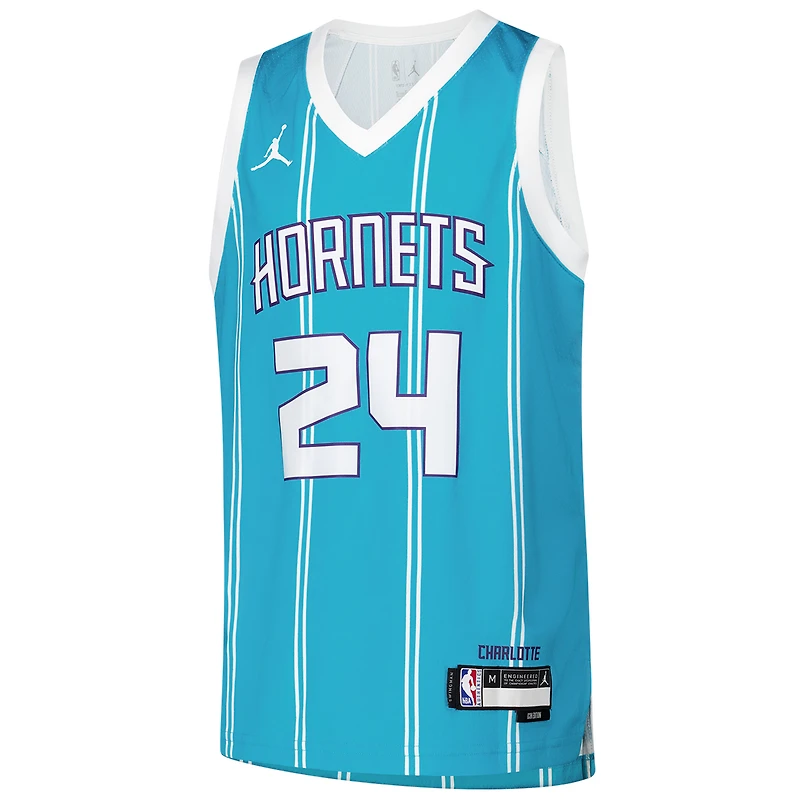 Maillot Swingman Nike pour jeune Brandon Miller Teal Charlotte Hornets - Édition Icon