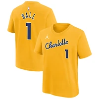 Youth Nike LaMelo Ball Yellow Charlotte Hornets 2025/26 City Edition Name & Number T-Shirt
