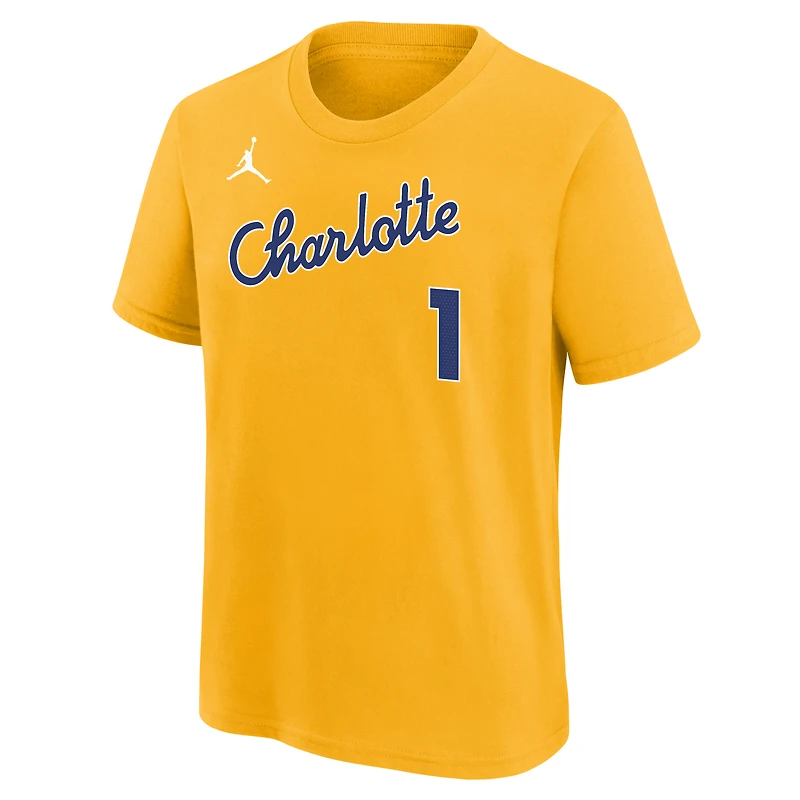 T-shirt Nike LaMelo Ball jaune Charlotte Hornets édition City 2025/26 pour jeunes, nom et numéro