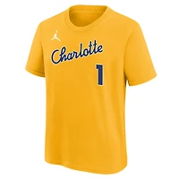 T-shirt Nike LaMelo Ball jaune Charlotte Hornets édition City 2025/26 pour jeunes, nom et numéro