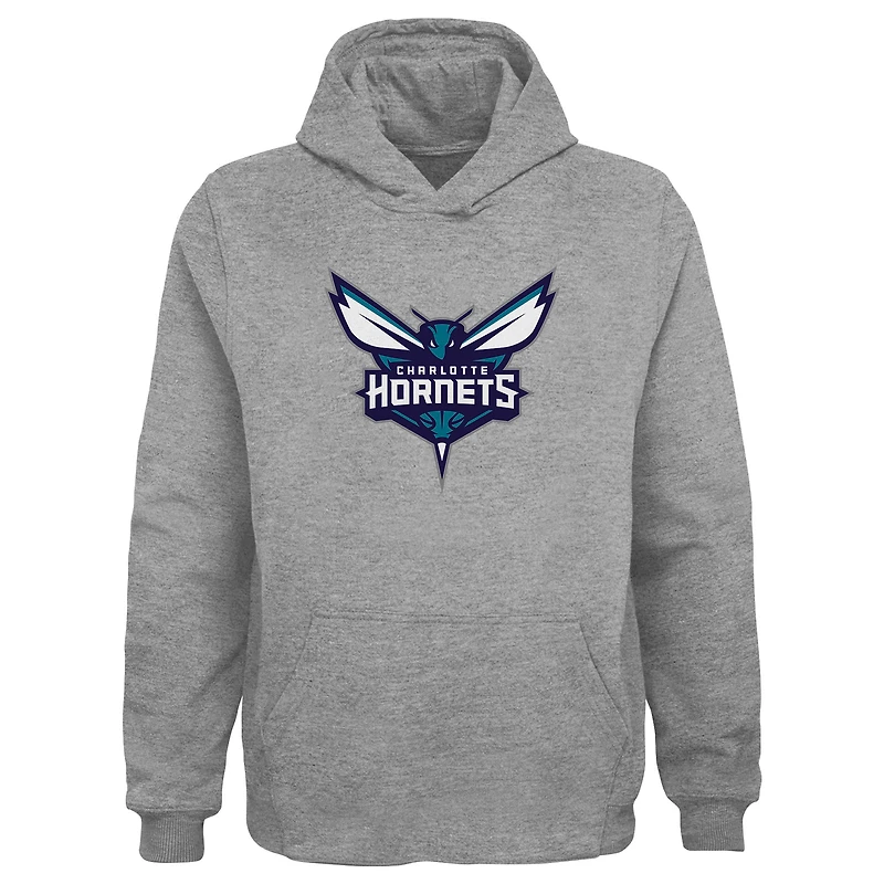 Youth Outerstuff Gray Charlotte Hornets Primary Logo Pullover Hoodie