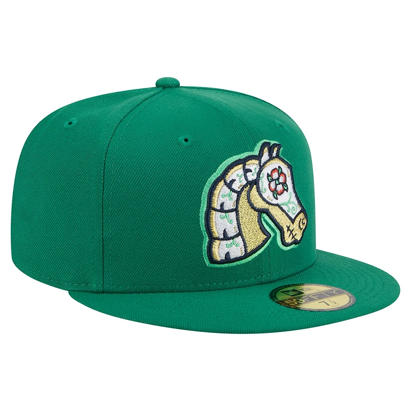 Casquette ajustée 59FIFTY Green Charlotte Knights Copa de la Diversión New Era pour hommes