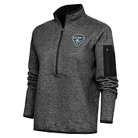 Veste demi-zippée Fortune Antigua Heather Black pour femme des Charlotte Knights
