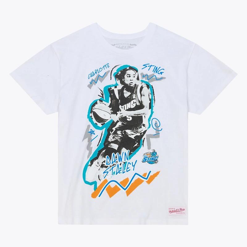 Unisex Mitchell & Ness Dawn Staley White Charlotte Sting Court Origins Chalked Up T-Shirt