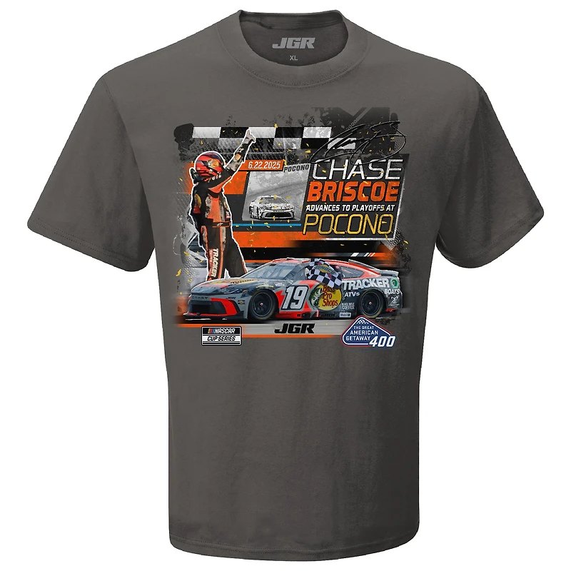 Men's Checkered Flag Sports Charcoal Chase Briscoe 2025 The Great American Getaway 400 Race Win T-Shirt