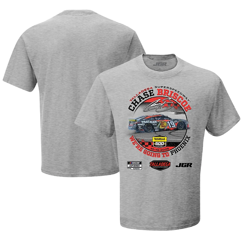 Men's Checkered Flag Sports Heather Gray Chase Briscoe 2025 YellaWood 500 Race Winner T-Shirt