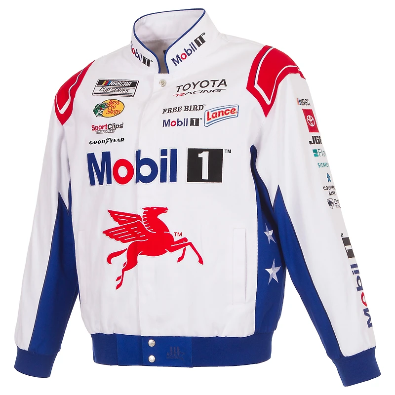Men's JH Design White Chase Briscoe 2026 Mobil Full-Snap Twill Racing Jacket